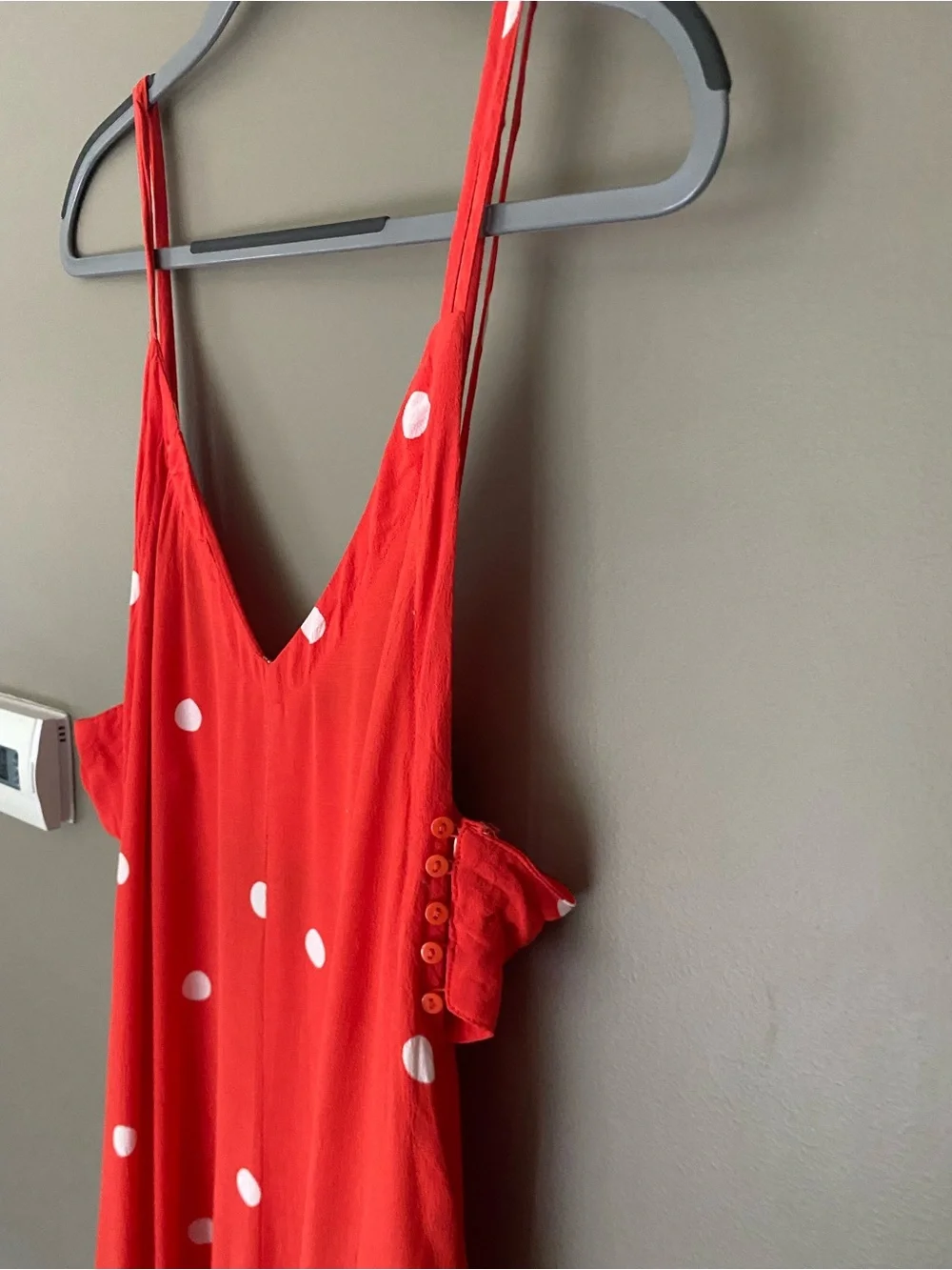 FREE PEOPLE Dream Big Red & White Polka Dot Tank Cropped Jumpsuit Size Small